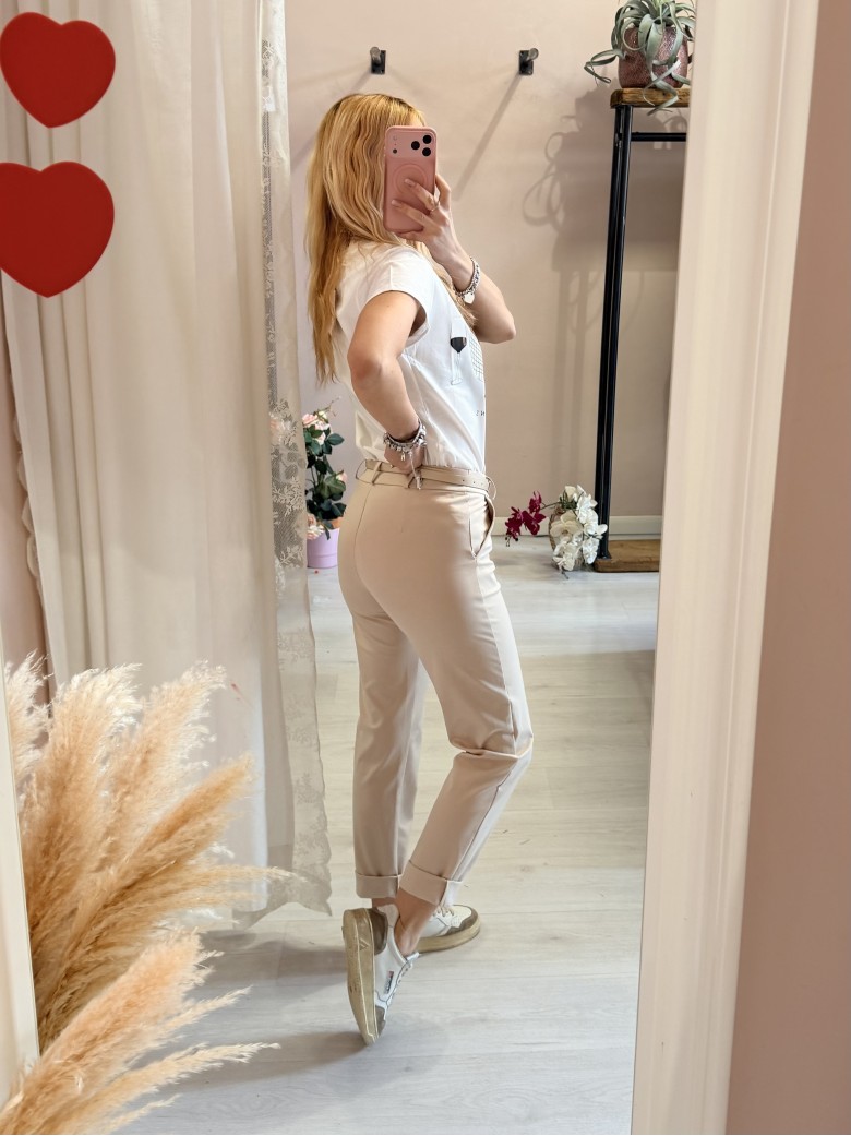 Pantaloni a sigaretta beige