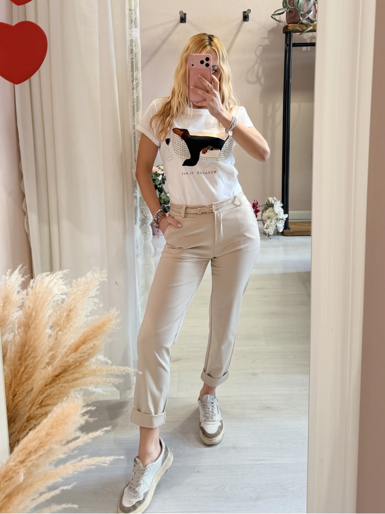 Pantaloni a sigaretta beige