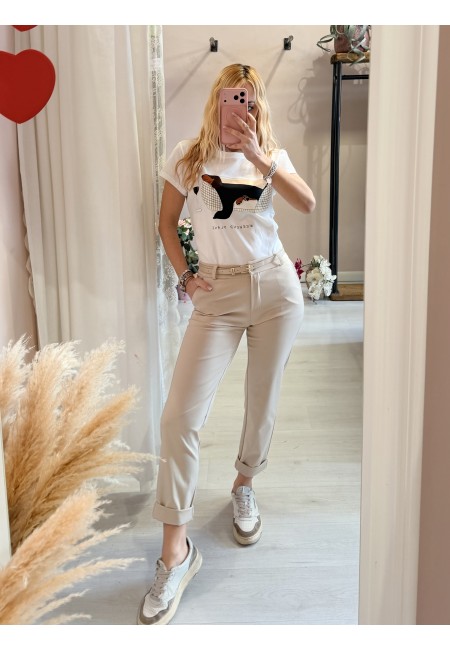 Pantaloni a sigaretta beige