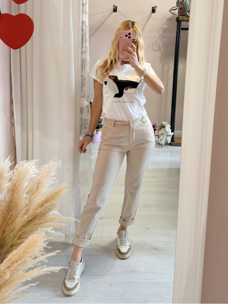 Pantaloni a sigaretta beige