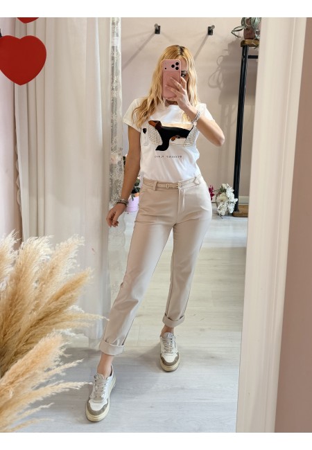 Pantaloni a sigaretta beige