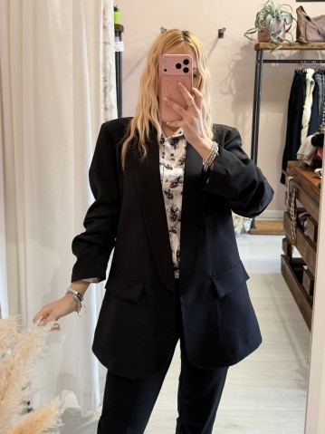 Blazer giacca manica arricciata NERA