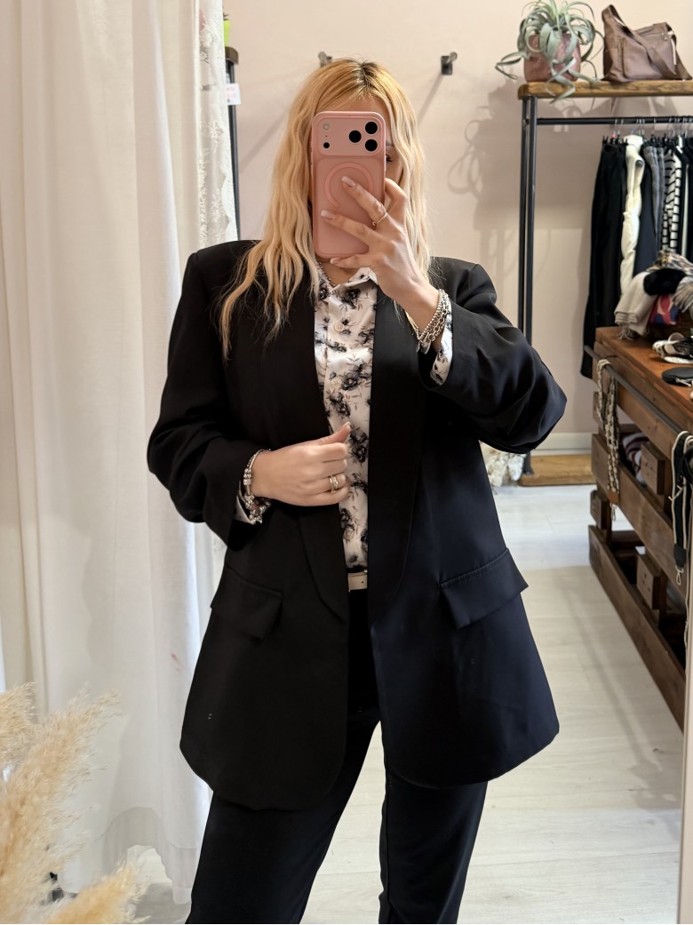 Blazer giacca manica arricciata NERA