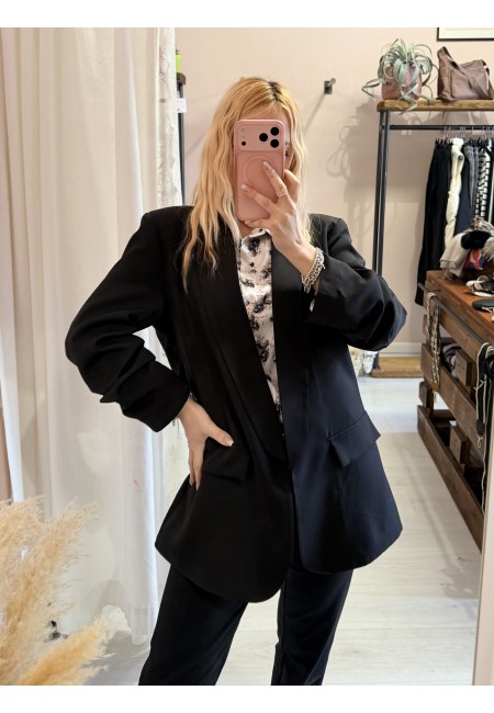 Blazer giacca manica arricciata NERA