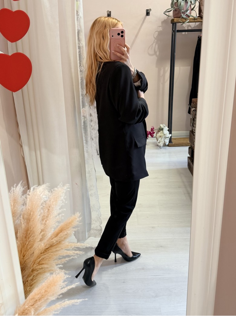 Blazer giacca manica arricciata NERA