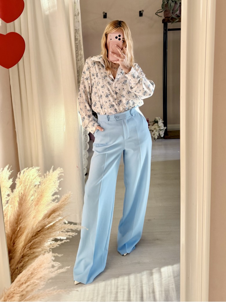 Pantaloni palazzo ELEGANCE azzurri