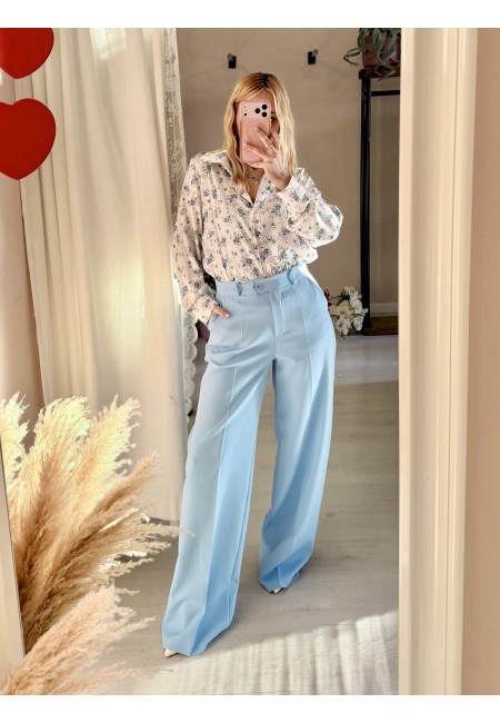 Pantaloni palazzo ELEGANCE azzurri
