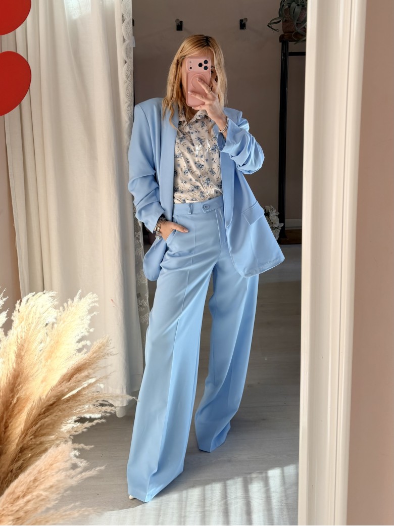 Pantaloni palazzo ELEGANCE azzurri