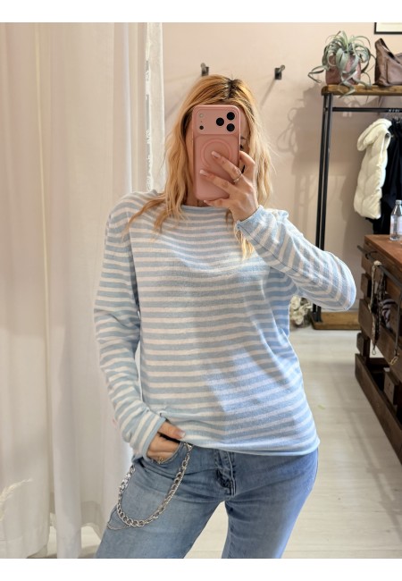 Maglia a righe celeste e bianca