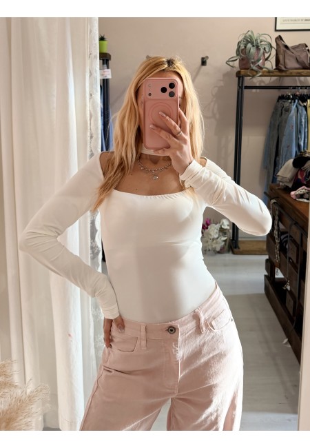 Body collarino scollato bianco