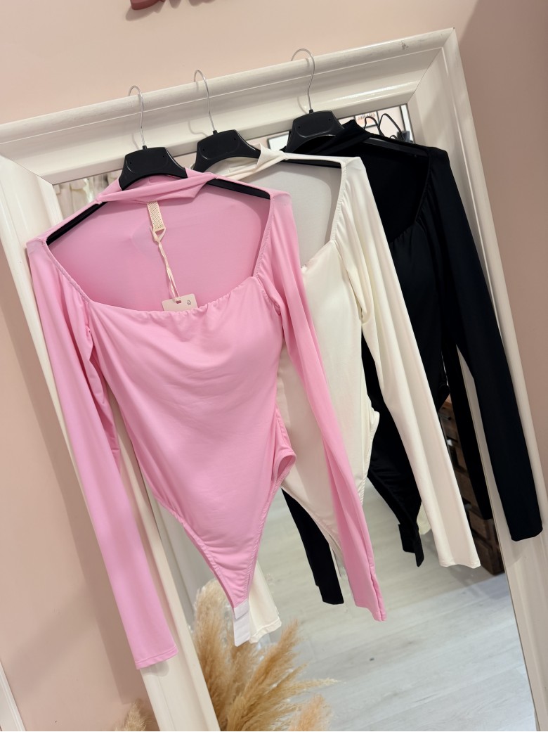 Body collarino scollato bianco