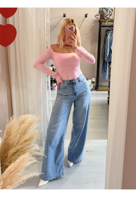 Body collarino scollato rosa barbie