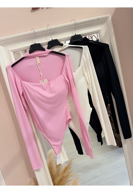 Body collarino scollato rosa barbie