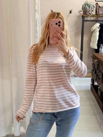 Maglia a righe rosa e bianche 2