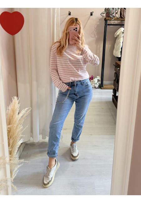 Maglia a righe rosa e bianche