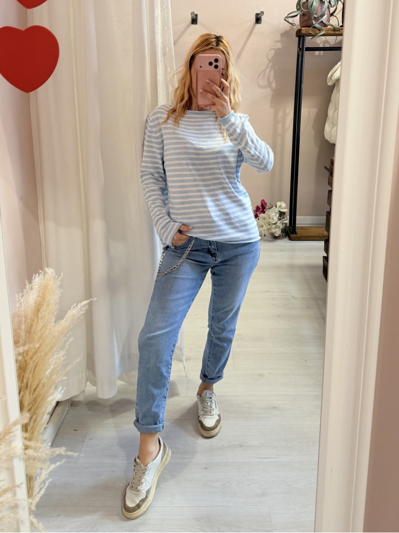 Maglia a righe celeste e bianca