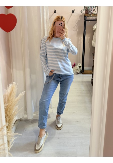 Maglia a righe celeste e bianca