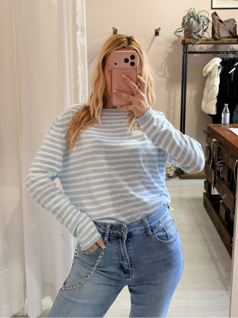 Maglia a righe celeste e bianca