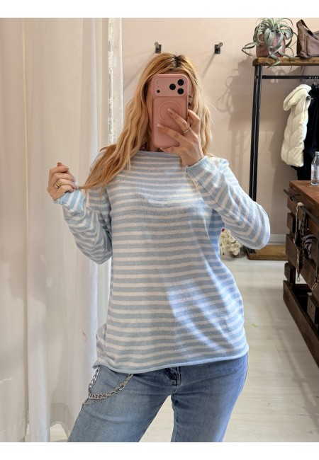 Maglia a righe celeste e bianca