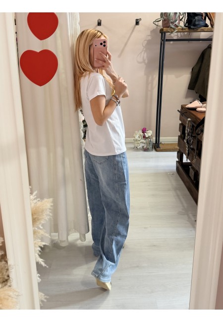 Maglia t shirt cuore leopardato love giallo