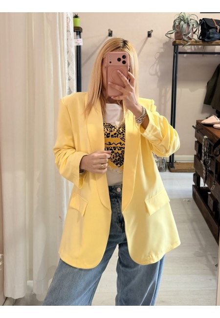 Maglia t shirt cuore leopardato love giallo