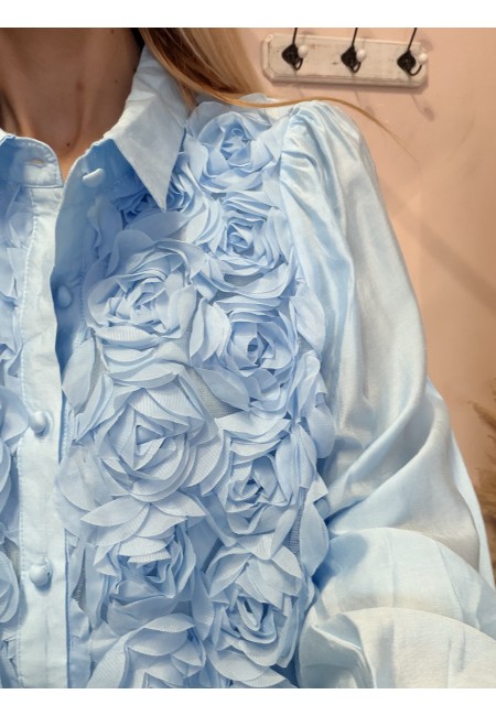 Camicia ROSE a rilievo azzurra