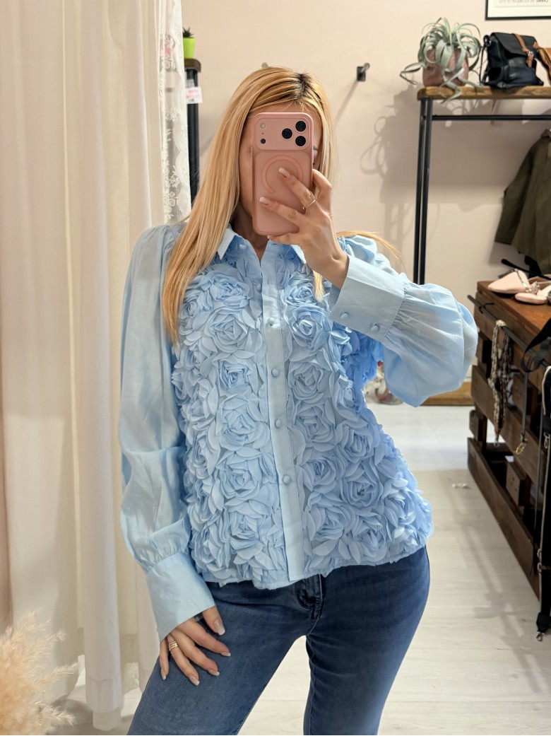 Camicia ROSE a rilievo azzurra