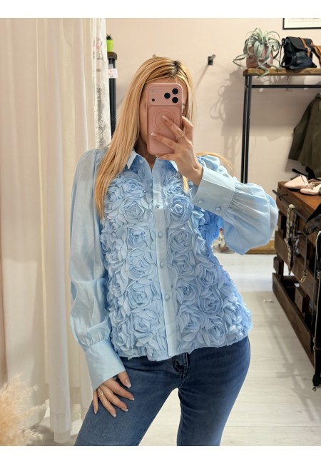 Camicia ROSE a rilievo azzurra