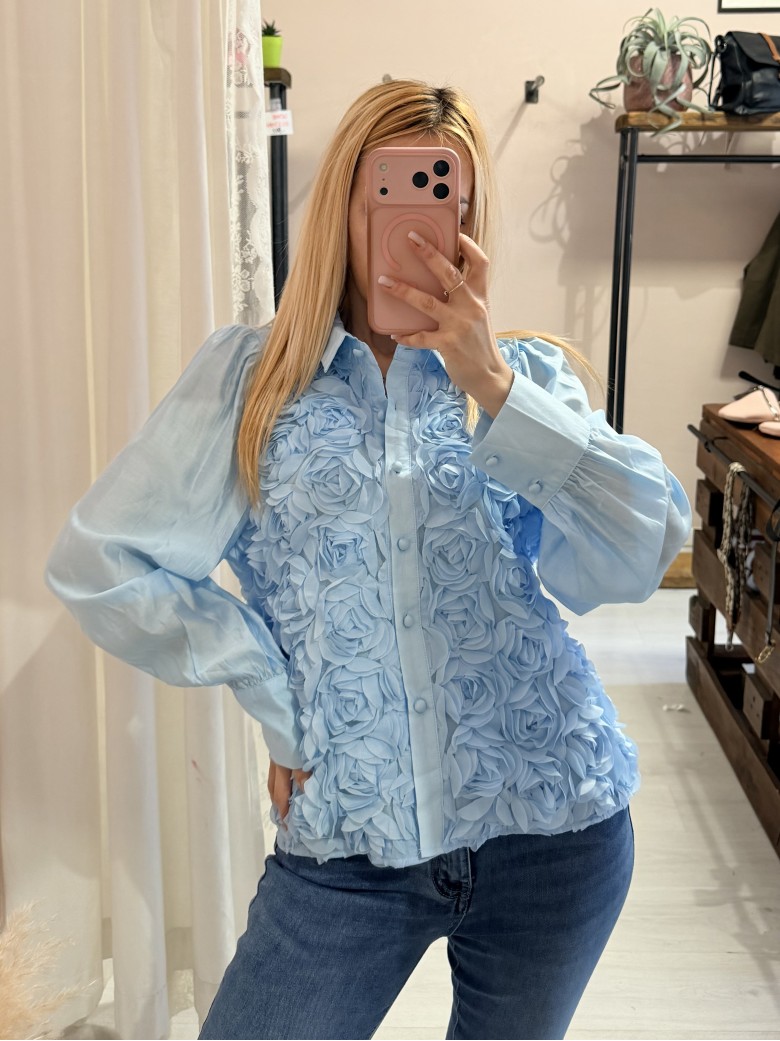 Camicia ROSE a rilievo azzurra