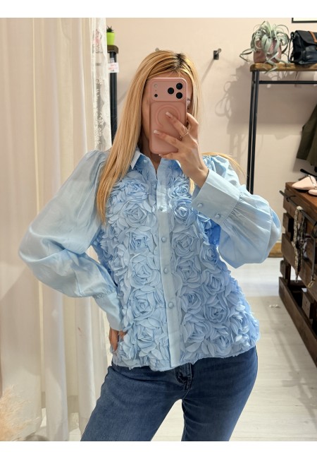 Camicia ROSE a rilievo azzurra