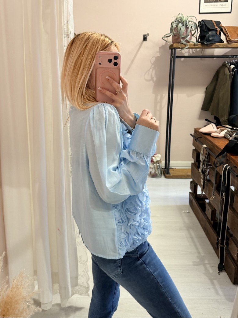 Camicia ROSE a rilievo azzurra