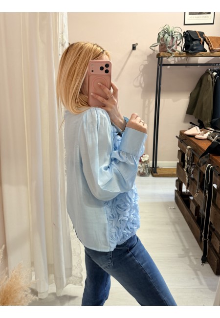 Camicia ROSE a rilievo azzurra