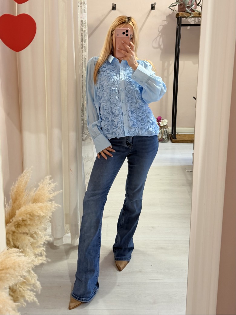 Camicia ROSE a rilievo azzurra