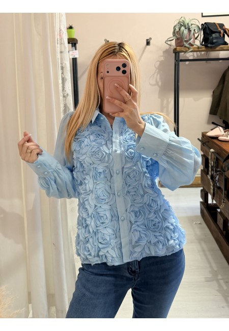 Camicia ROSE a rilievo azzurra