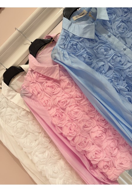 Camicia ROSE a rilievo azzurra
