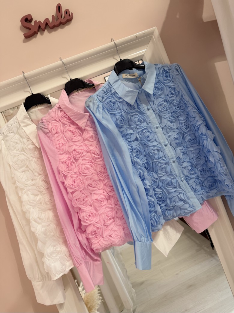 Camicia ROSE a rilievo azzurra