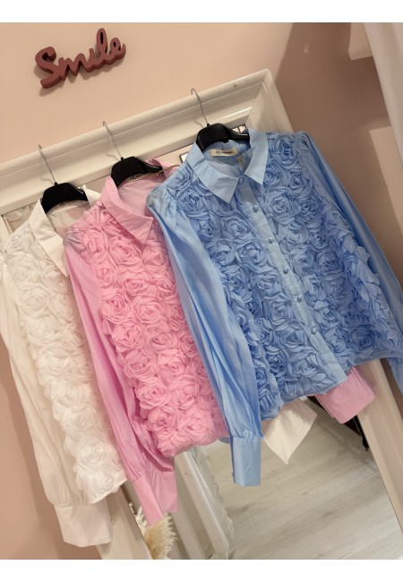 Camicia ROSE a rilievo azzurra