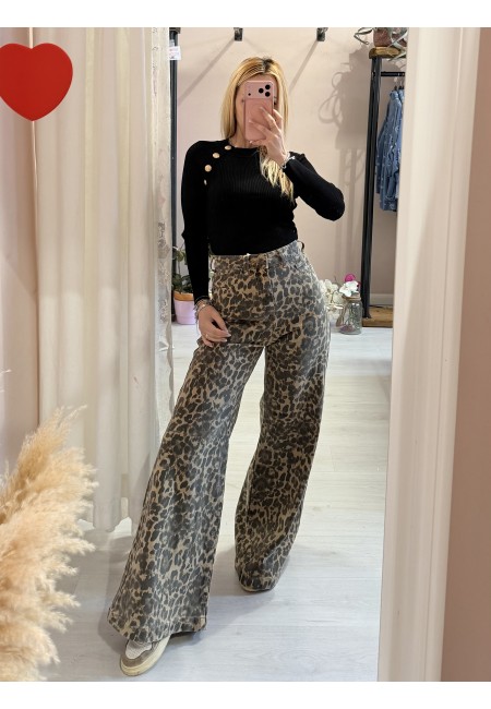 Jeans leopardati a palazzo