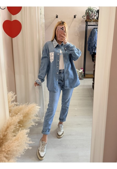 Camicia di jeans con PIZZO
