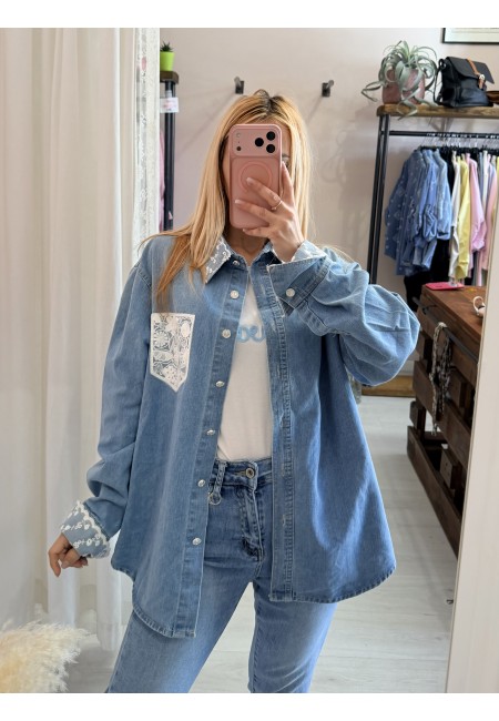 Camicia di jeans con PIZZO