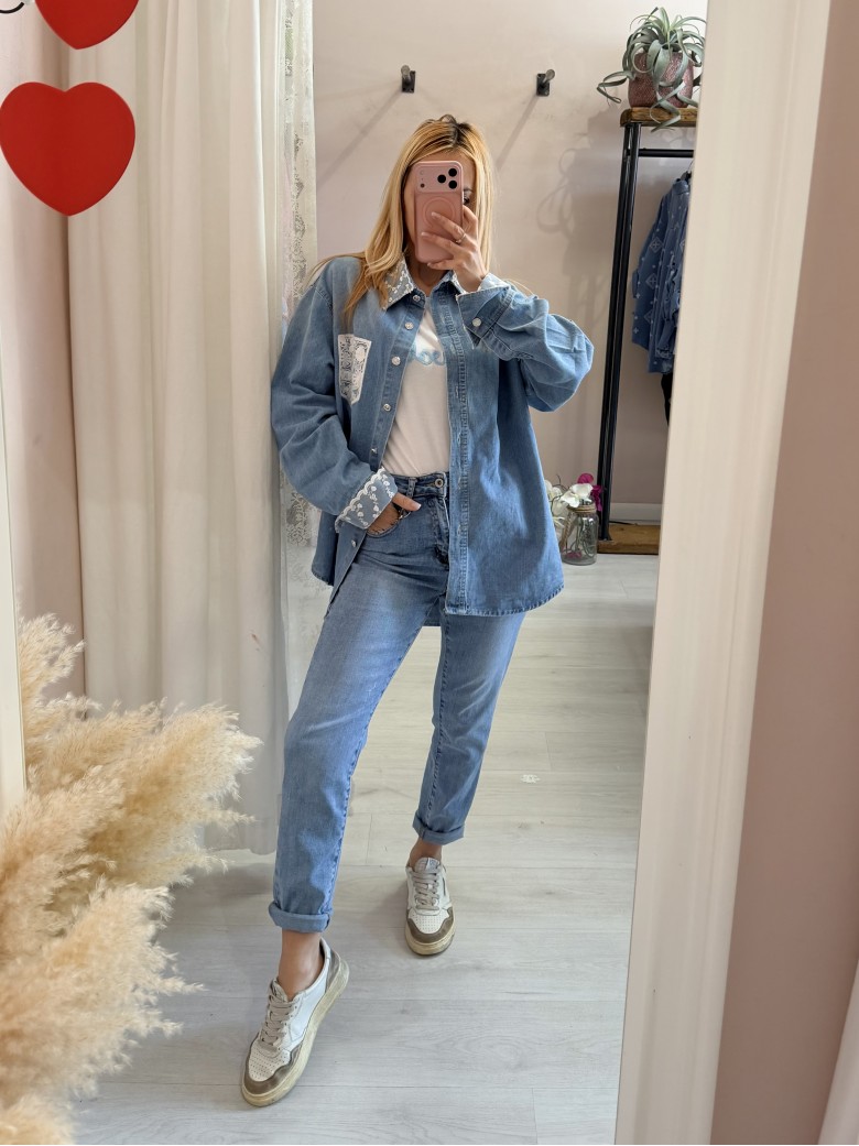 Camicia di jeans con PIZZO
