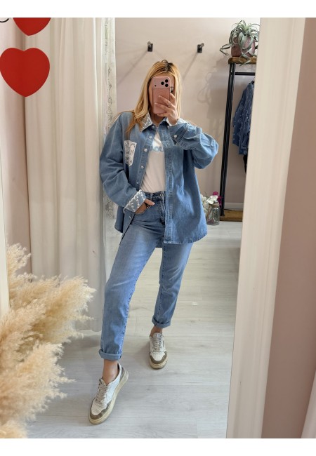 Camicia di jeans con PIZZO