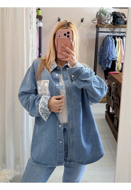Camicia di jeans con PIZZO