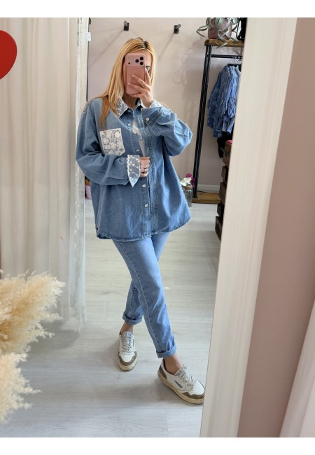 Camicia di jeans con PIZZO