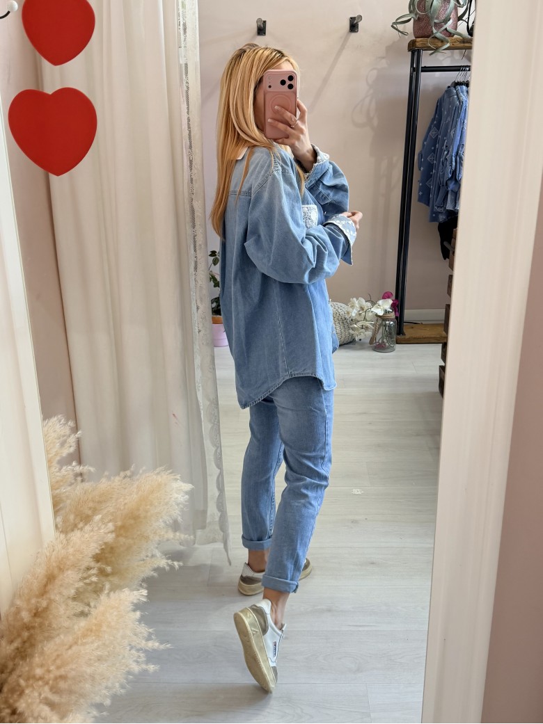 Camicia di jeans con PIZZO