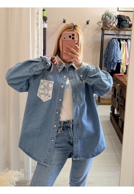 Camicia di jeans con PIZZO