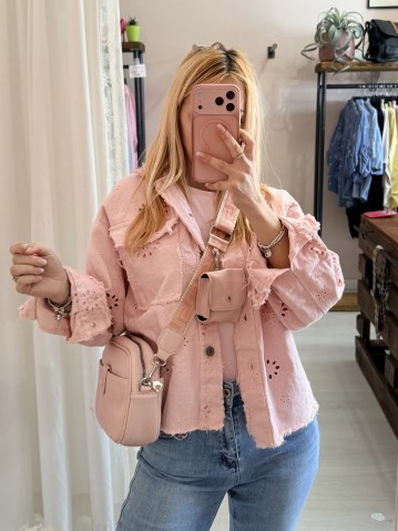 Borsetta rosa con taschina portatutto e tracolla 2