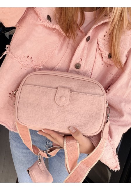 Borsetta rosa con taschina portatutto e tracolla