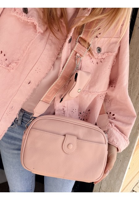 Borsetta rosa con taschina portatutto e tracolla