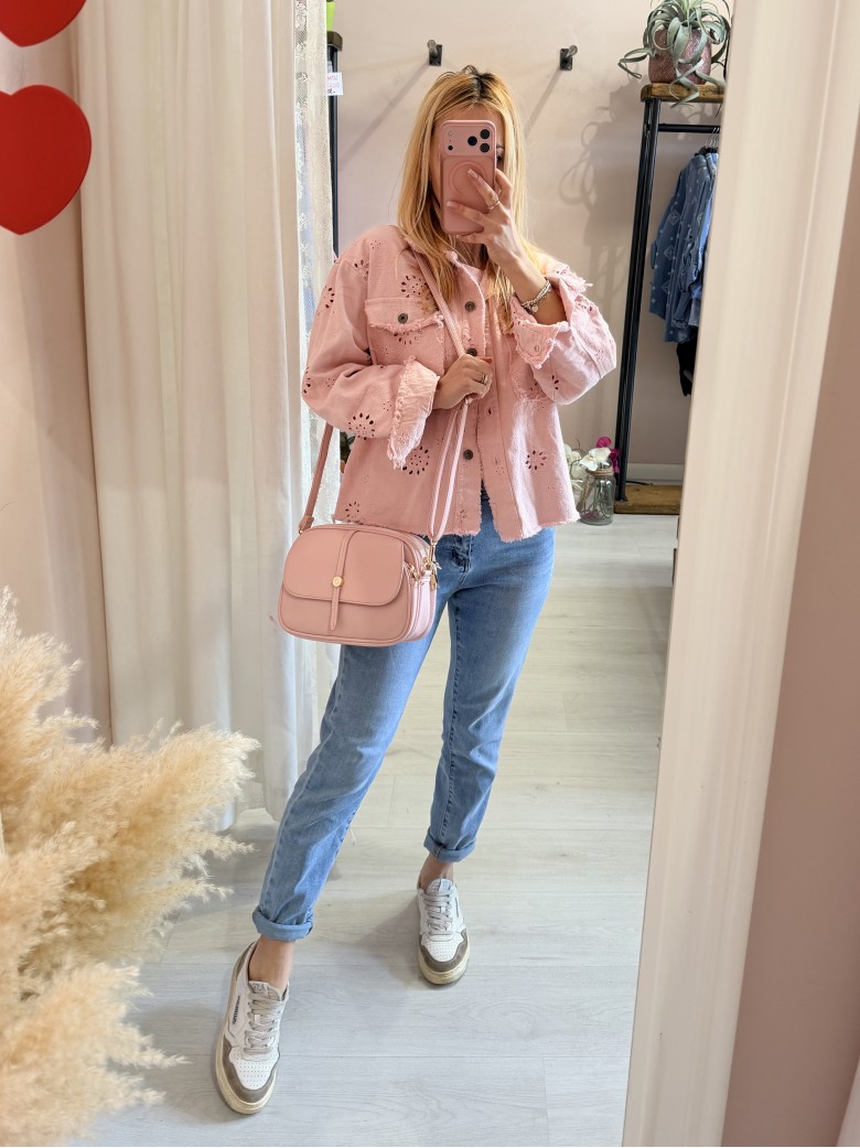 Borsetta rosa con taschina portatutto e tracolla